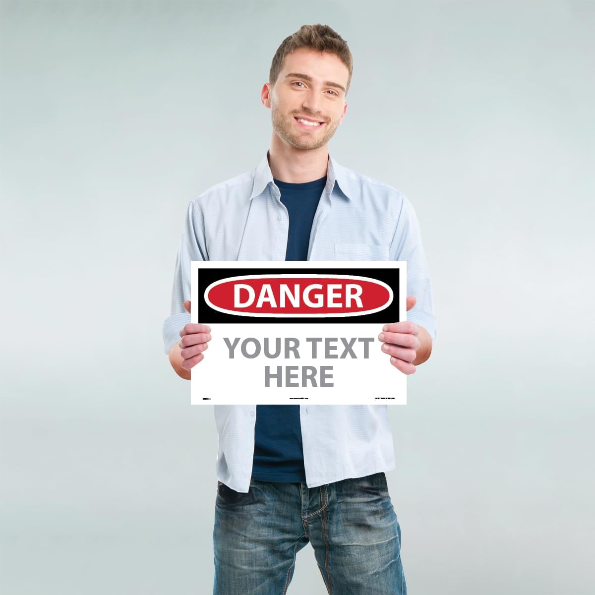 Custom OSHA Style Danger Sign 12" x 18" Adhesive Vinyl Sign, Customizable "Your Text Here", by