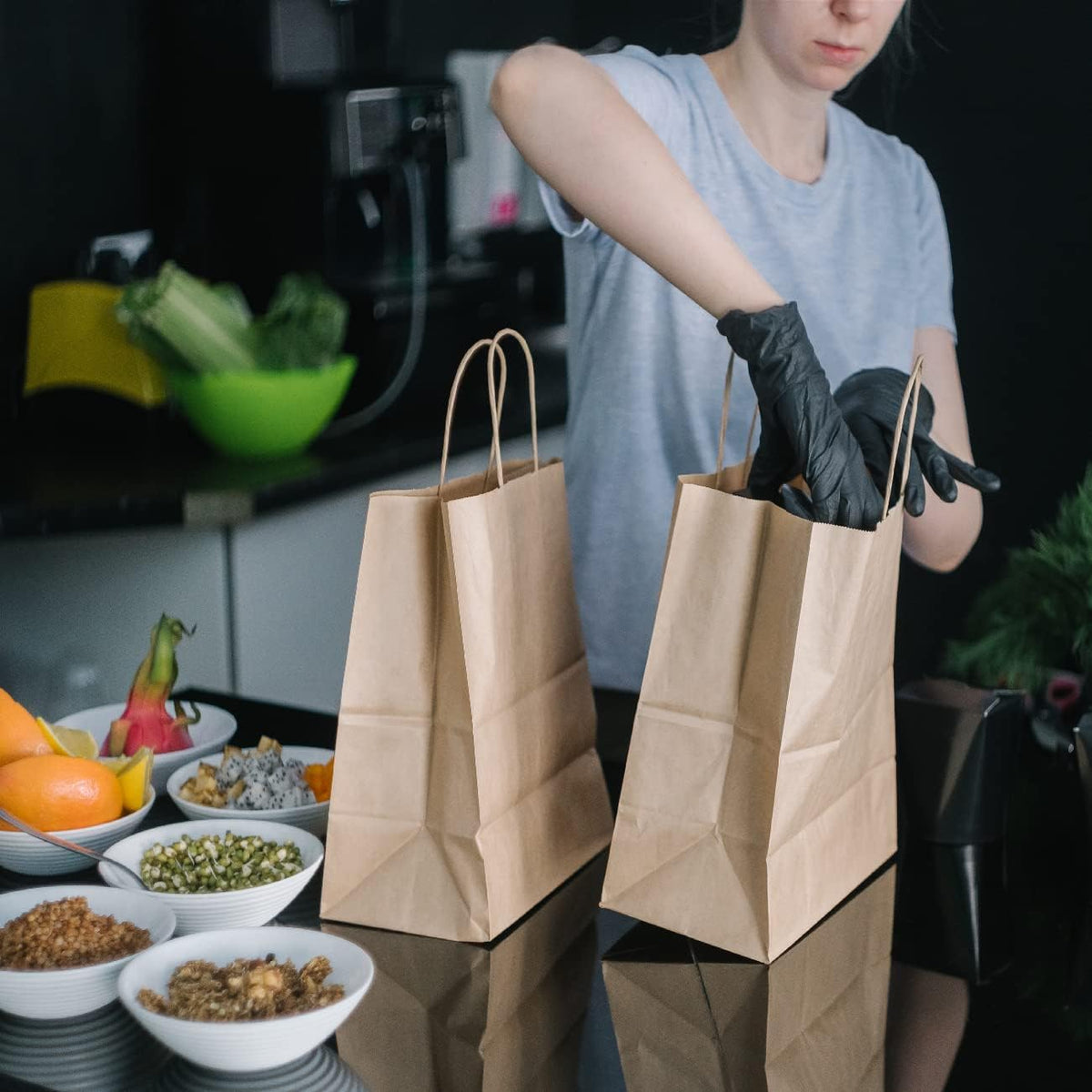 BagDream 12x7x12 Paper Bags 50Pcs Brown Paper Bags with Handles, Kraft Shopping Merchandise Retail