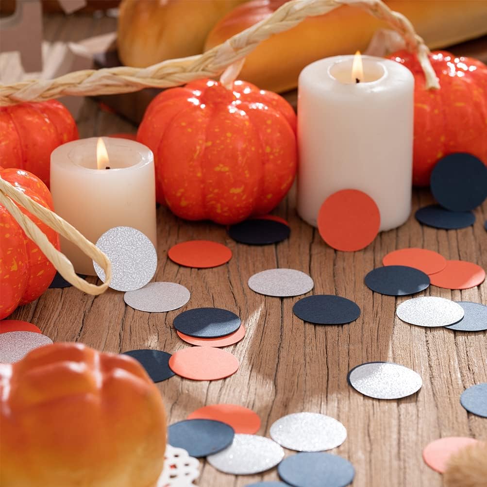 Orange Navy Blue and Silver Glitter Confetti Table Decoration for Graduation Birthday Galaxy