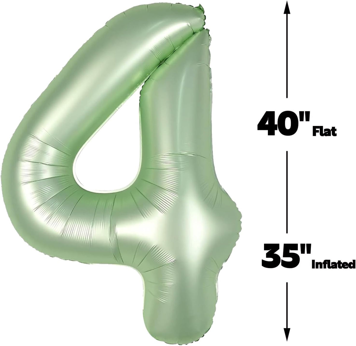 40 Inch Sage Green Large Number 4 Balloons, Giant Foil Number Four 14 24 34 40 44 Balloons, Oliver