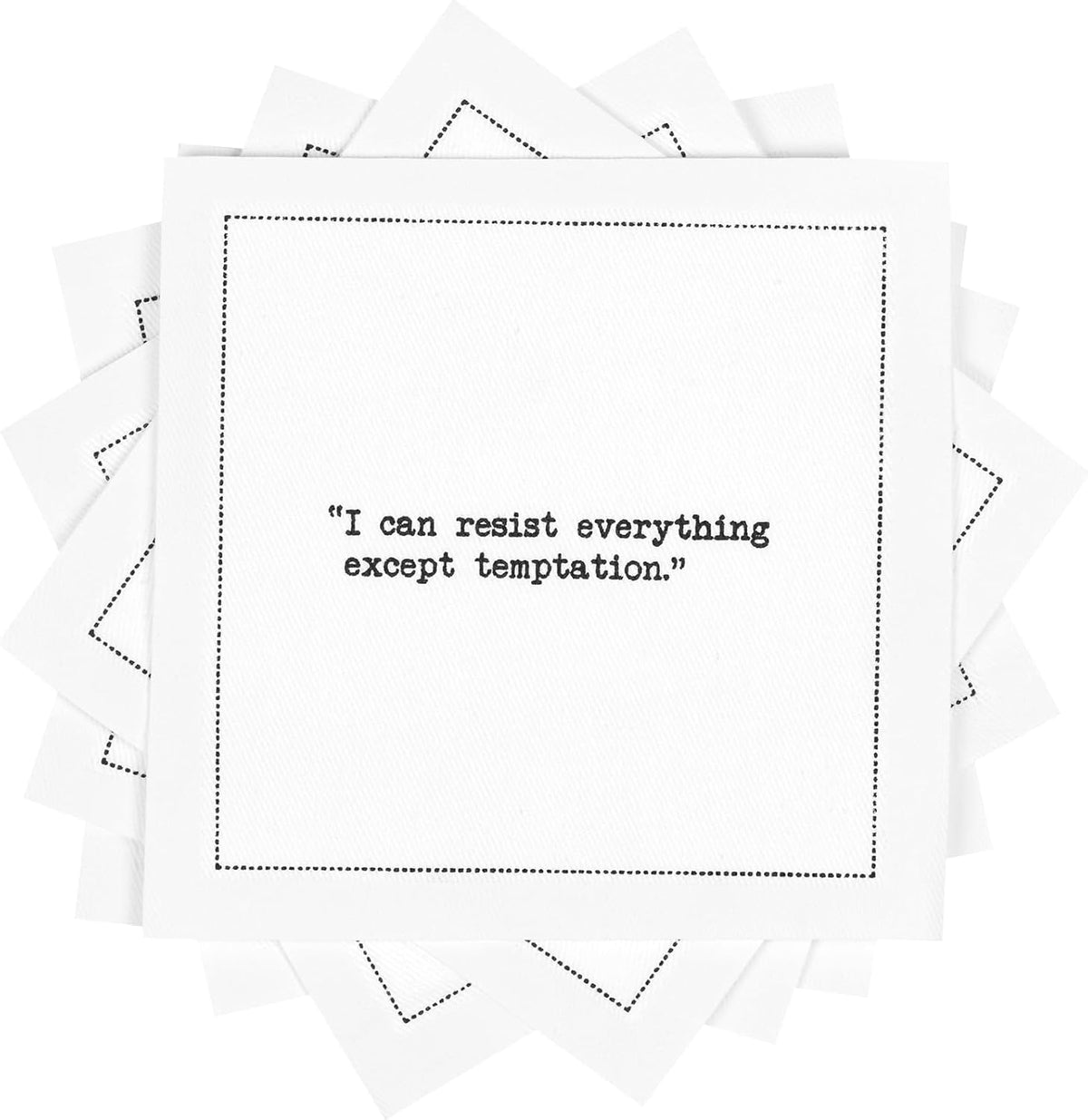 Oscar Wilde Quotes Napkins, White Cotton Cloth Napkins, 4.5" x 4.5" - (50 Pack)