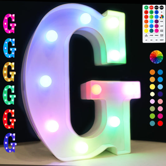Light Up Colorful LED Marquee Letter lights, 18 Colors Changing Alphabet Letters Sign with Remote
