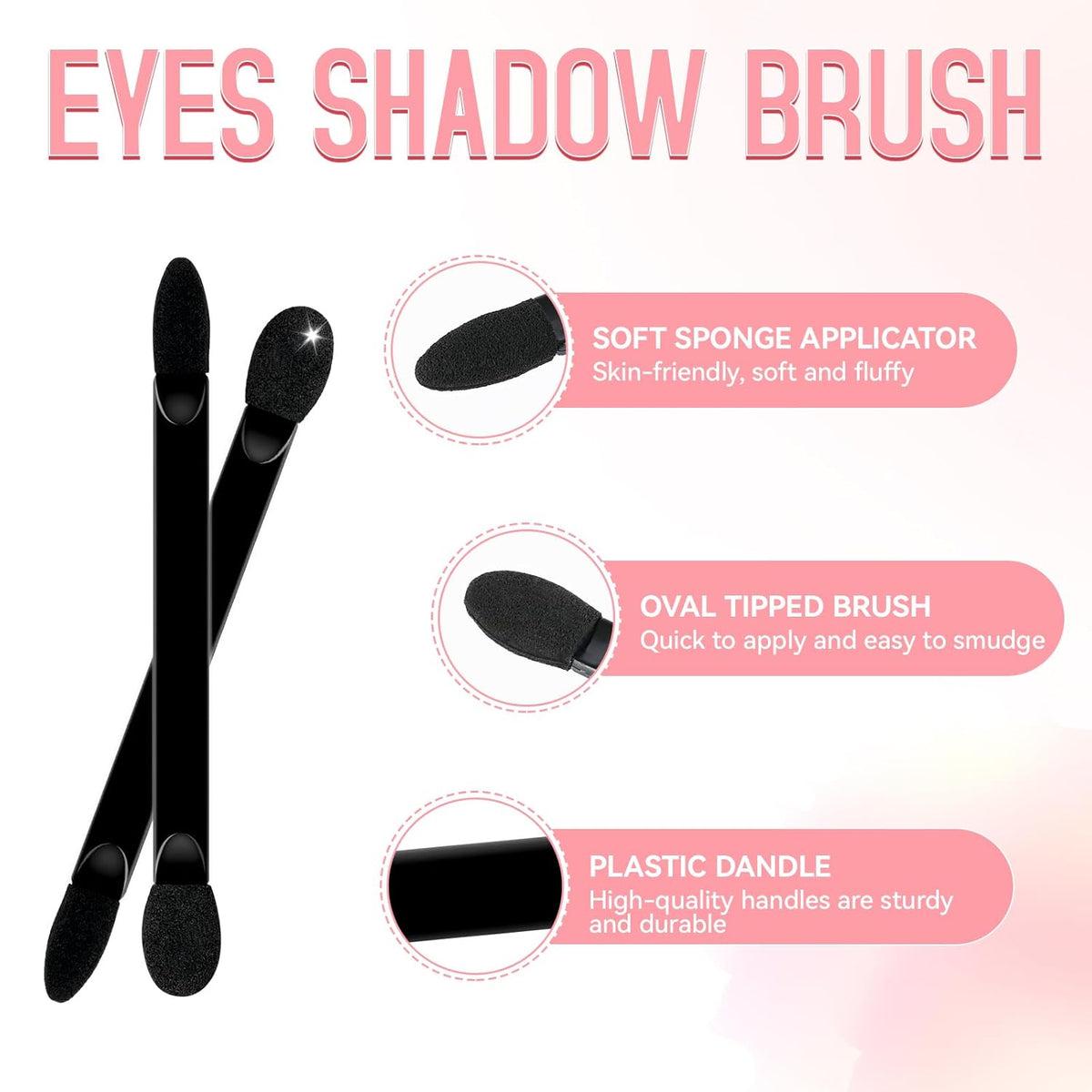 50 PCS Professional Disposable Dual Side Sponge Eyeshadow Brush, Double Head Eye shadow Brushes