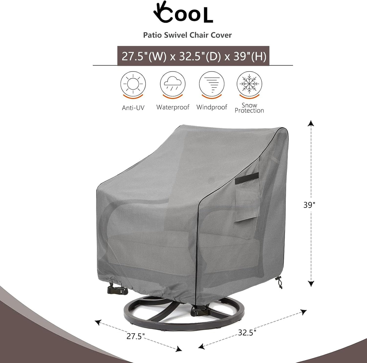 Okcool Outdoor Swivel Chair Cover 2 Pack,Outdoor Furniture Patio Chair Covers Waterproof
