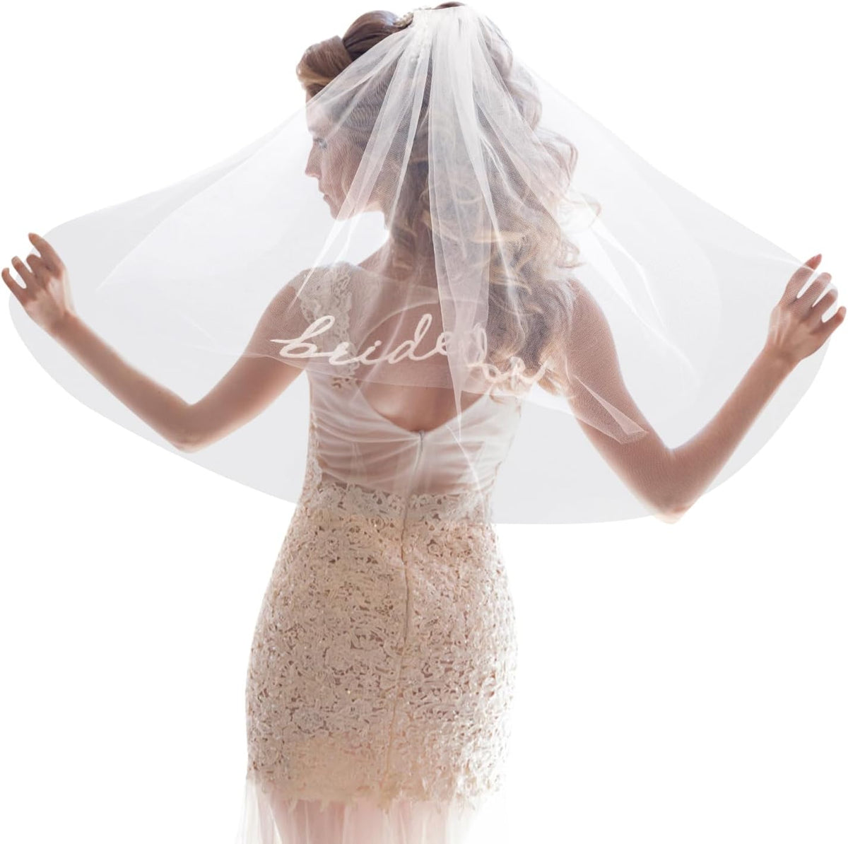 Bride To Be Embroidered Veil, Bride Veil for Bachelorette Party White Veils for Brides Accessories