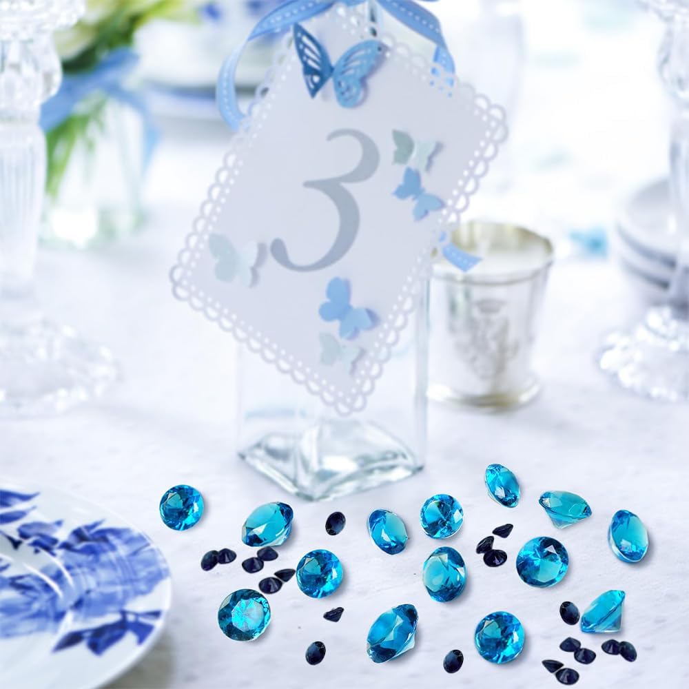 720 Pcs Morandi Blue Acrylic Diamonds Gems Table Scatters for Wedding Centerpieces,Treasure