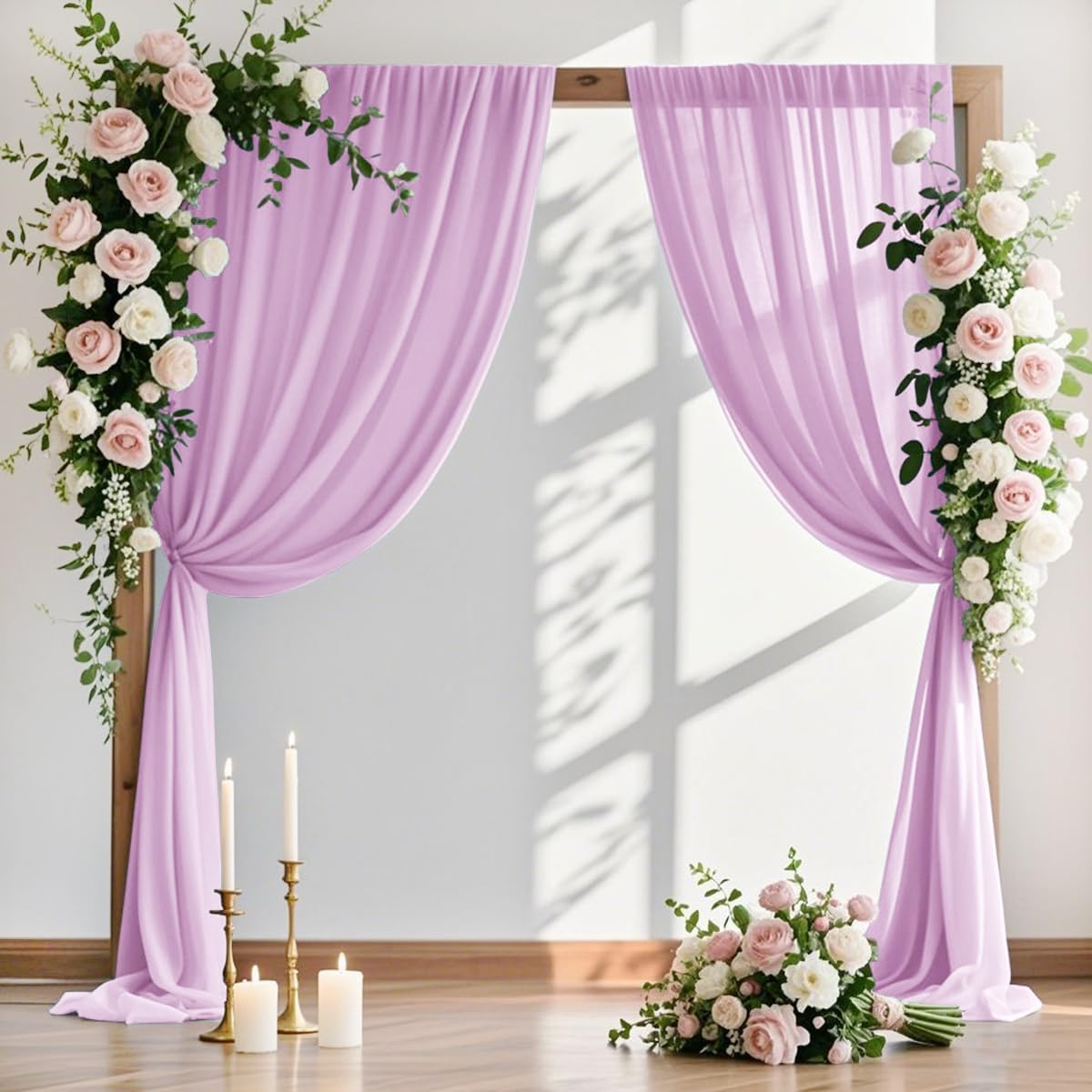 MLMW Wedding Arch Draping Fabric 1 Panel 29" x 20Ft Easter Lilac Sheer Wedding Arch Backdrop Drapes