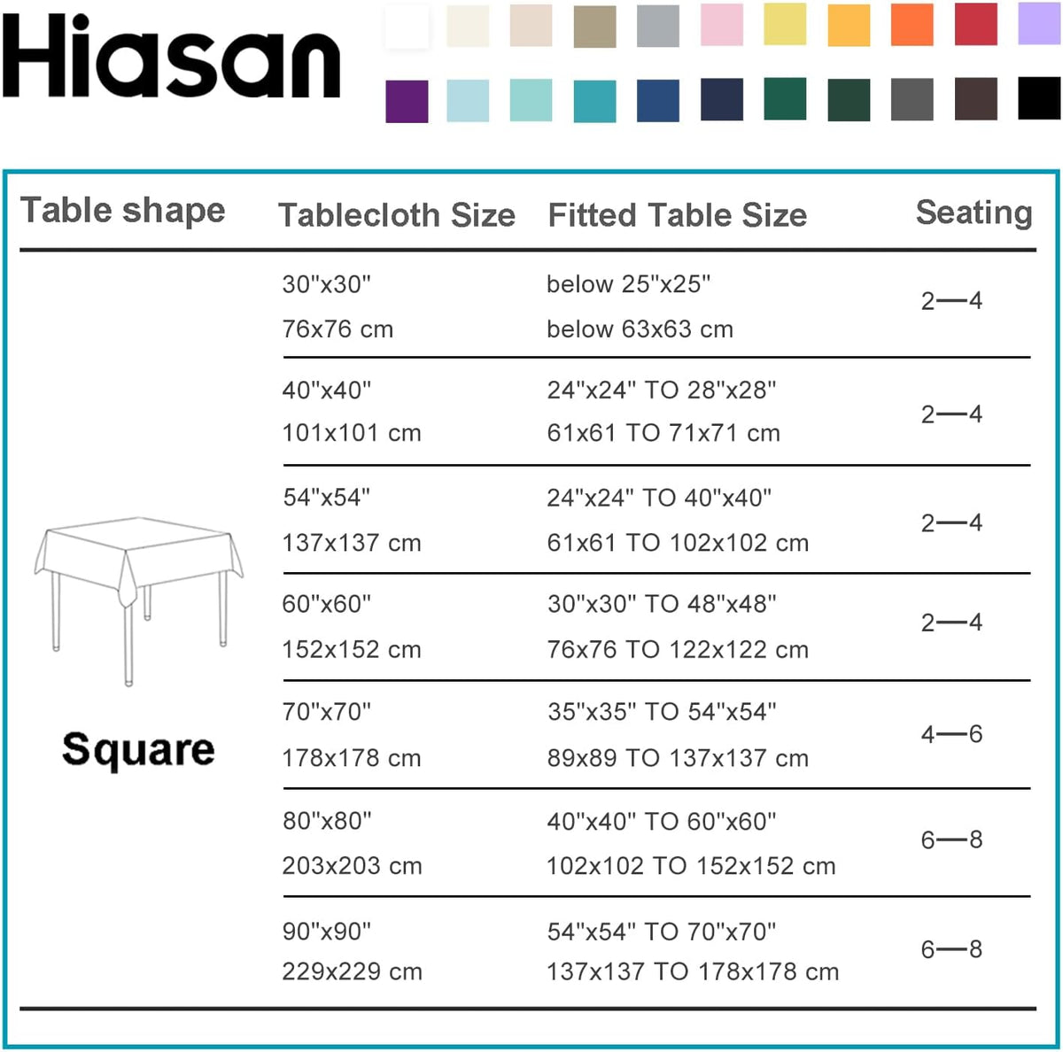 Hiasan Dusty Rose Square Tablecloth - Waterproof and Spillproof Washable Fabric Table Cloth for