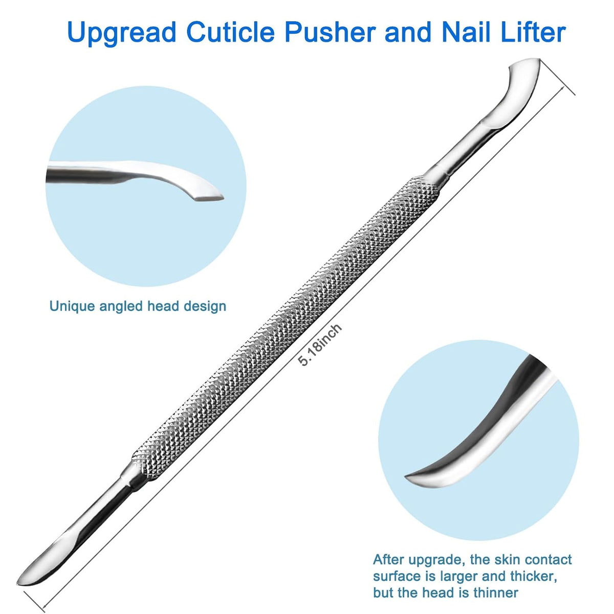 Premium Stainless Steel Manicure Tools 2-Piece Set, Upgraded Cuticle Pusher & Nail Lifter, Cuticle