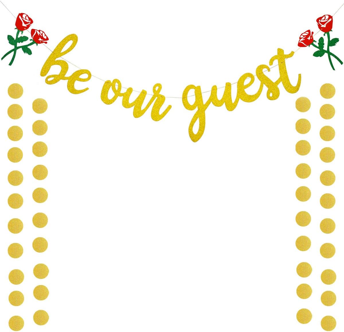 Be Our Guest Gold Sign Banner - Reception Banner for Beauty And The Beast Party, Bridal Shower
