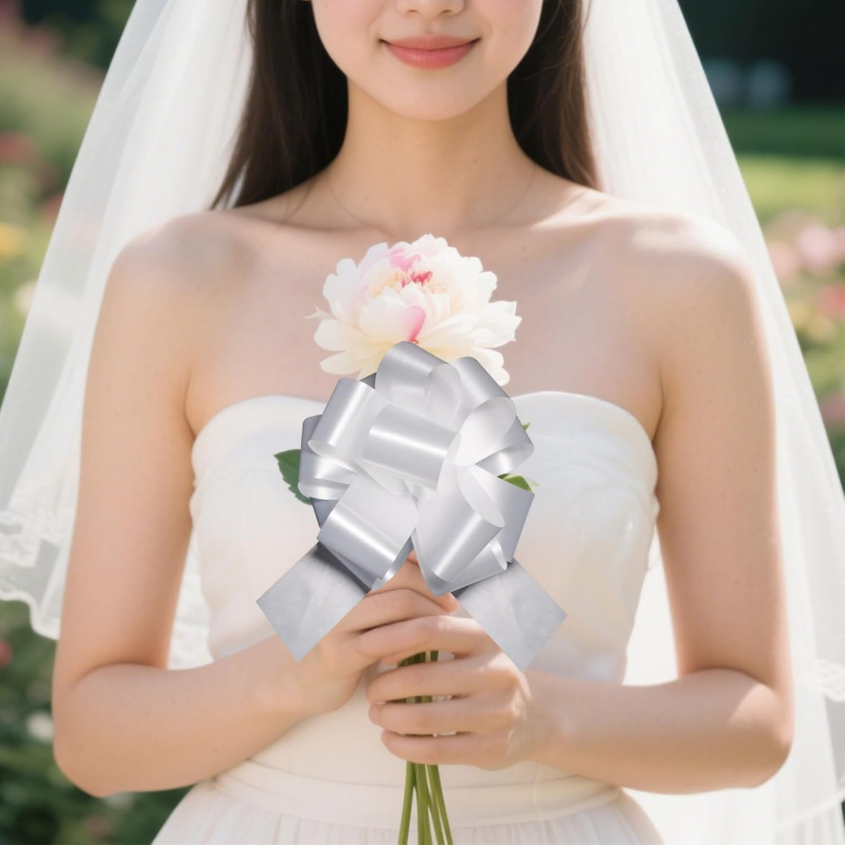6 Pcs 6 Inch White Pull Bows, Perfect for Gift Wrapping, Gift Wrapping Baskets Wedding Christmas