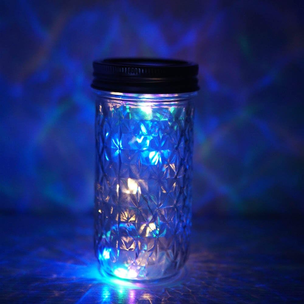 6 Pack Mason Jar Lights, 10 LED Solar Colorful Flicker Fairy String Lights Lids Insert for Garden