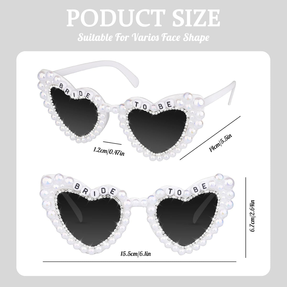 Bride Sunglasses for Bachelorette White Heart Glasses for Bride to Be Gift, Bachelorette