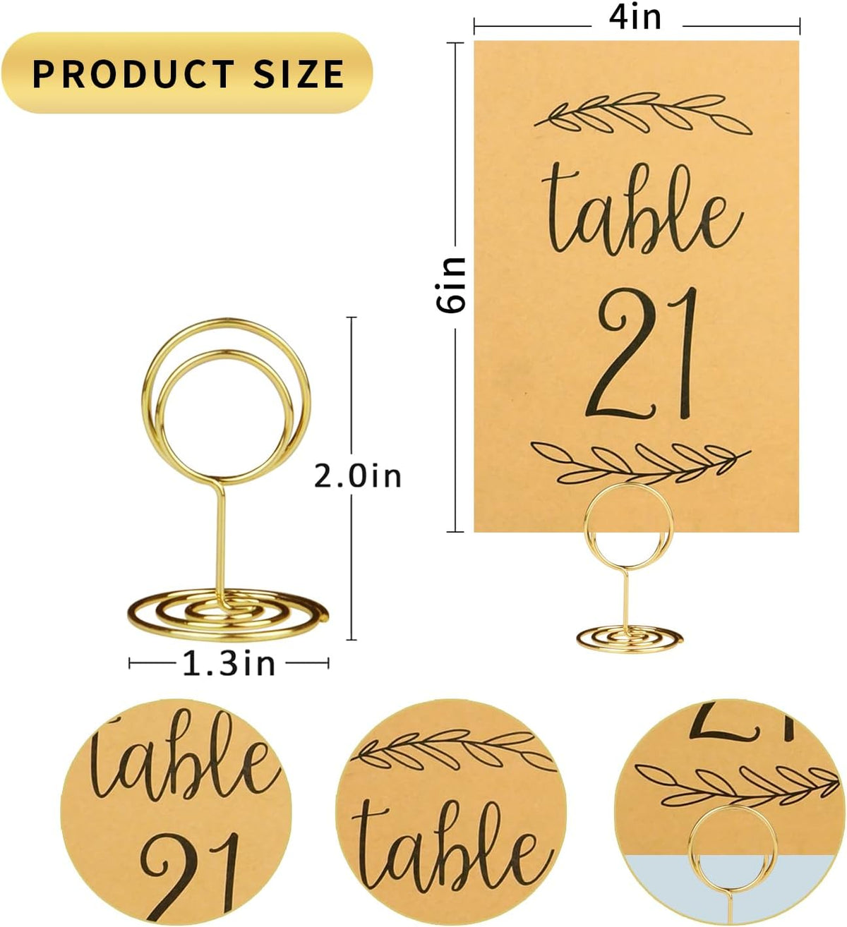 Wedding Table Numbers 1-25, 25 Karft Cards with 25 Gold Holders, 1 Set of 25 Table Numbers for