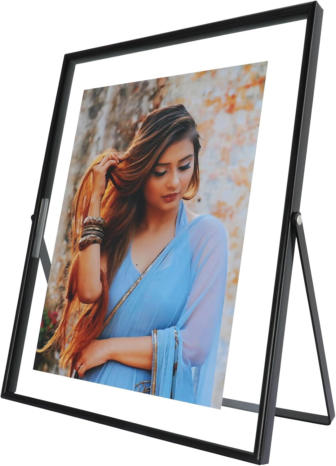 Black Floating Frame, 8"x10", Vertical, For Picture 7x9, 6x8, 5x7, Tabletop Shelf Photo Frame, For