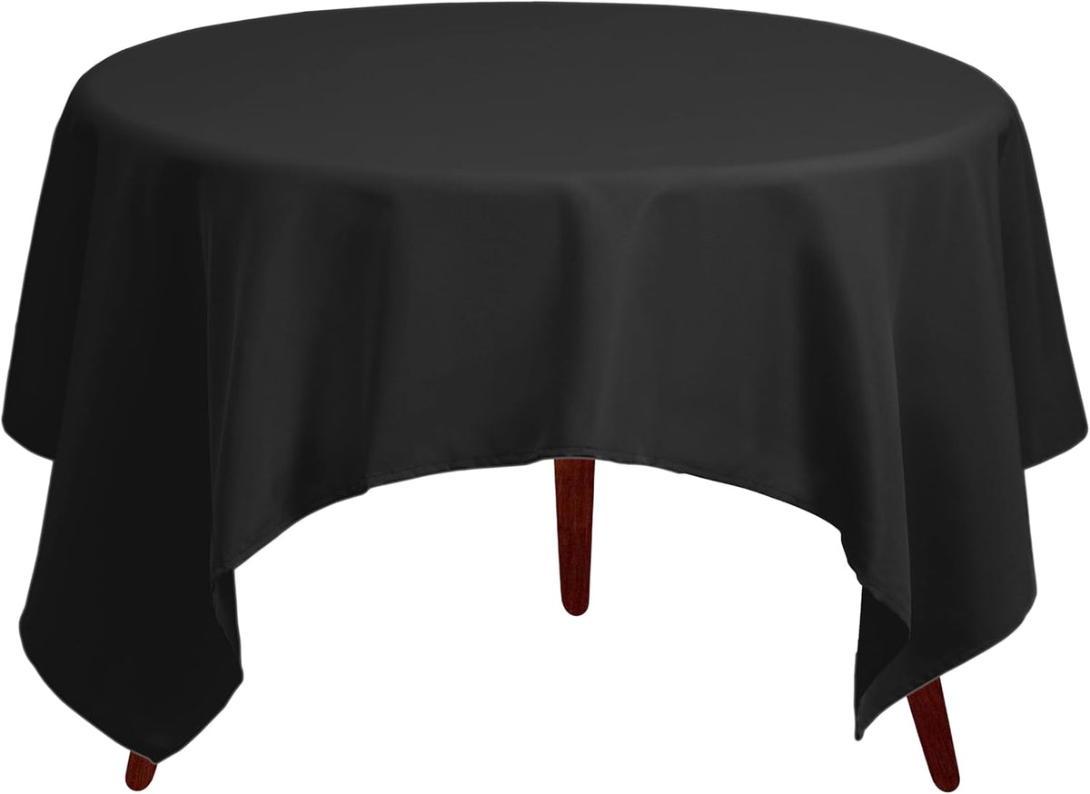 Gee Di Moda Square Tablecloth - 85 x 85 Inch Black Table Cloth for Large Square or Round Tables