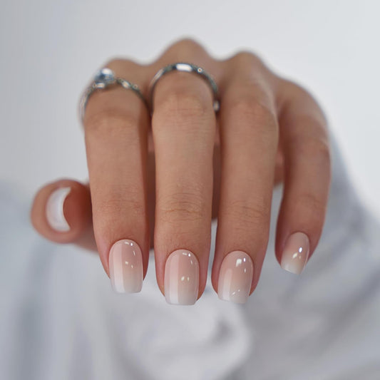 BTArtbox Square Ombre Press On Nails -Soft Gel Press On Nails Short with Nail Glue, 15 Sizes - 30