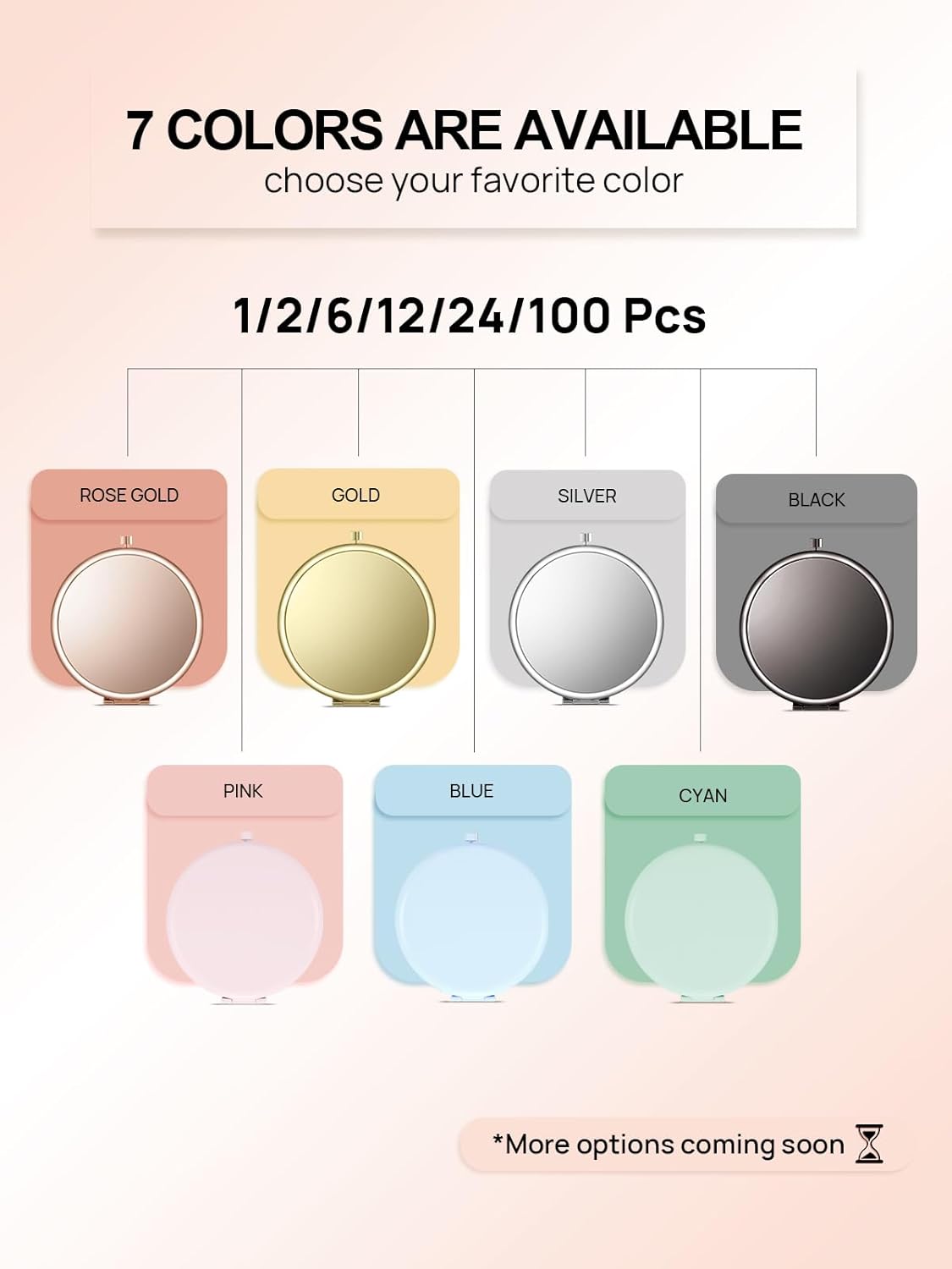 Compact Mirror Bulk, Set of 2 Double-Sided 1X/2X Magnifying Purse Pocket Makeup Mirrors(Round, Pink