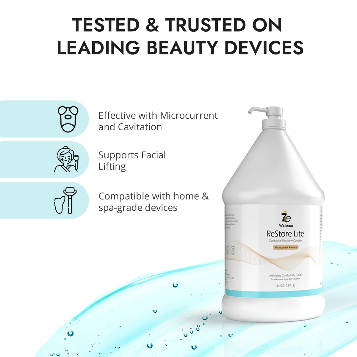 7eWellness Myolift Restore Lite Gel 64oz - Conductive Gel for Beauty & Skincare, Microcurrent, Face