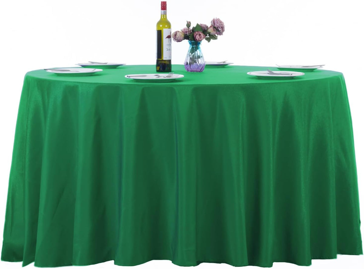 Ascoza 2pack 108 Inch Emerald Round Tablecloth in Washable Polyester Fabric for