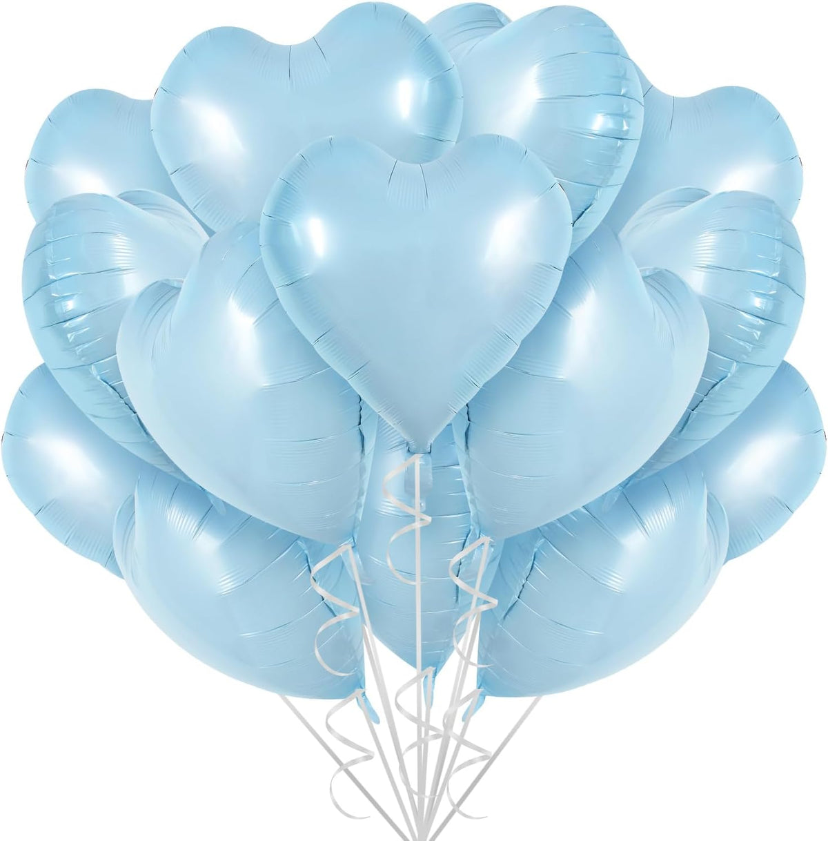 TONIFUL 30Pcs 18 Inch Baby Blue Heart Balloons Pastel Blue Heart Shape Foil Mylar Balloons
