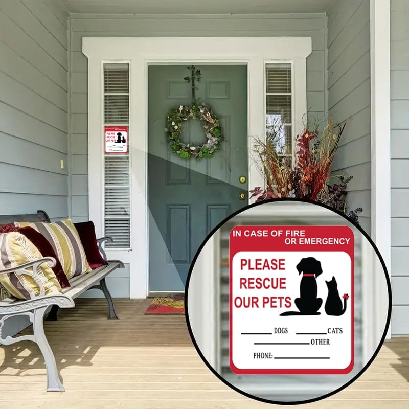 in Case of Fire or Emergency Please Rescue Our Pets Stickers – Pet Alert Safety Stickers, 5x4 inch