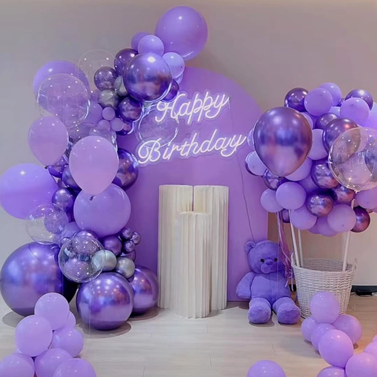 KAWKALSH 200pcs Purple Balloons 5 Inch, Small Mini Latex Balloons for Party Birthday Baby Shower