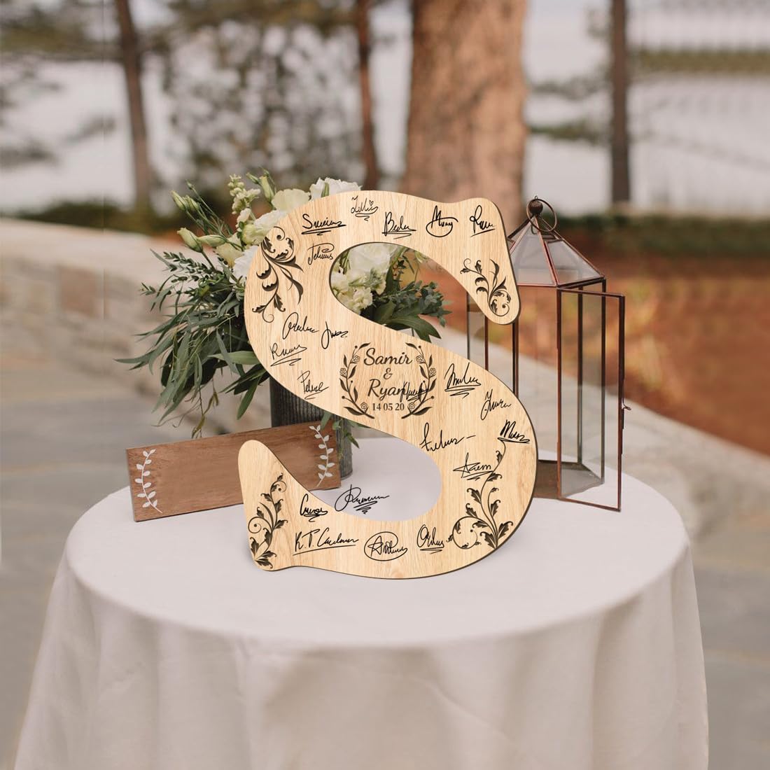 Personalized Wedding Guest Book Sign Custom Letter Name Date Rustic Wedding Guest Book Alternative