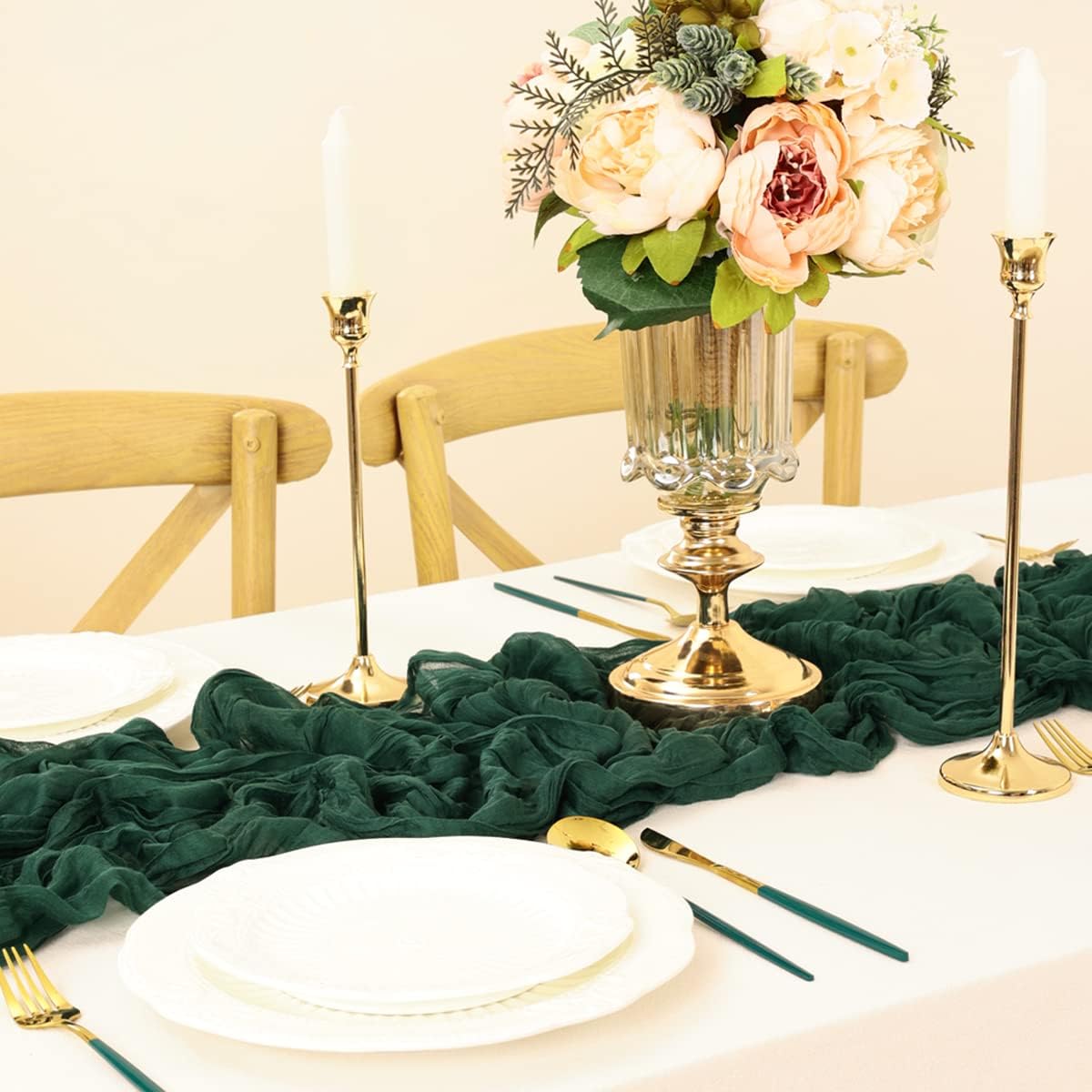Emerald Green Table Runner Cheesecloth Table Runner 4 Pack 10FT Farmhouse Table Runners 120 Inches