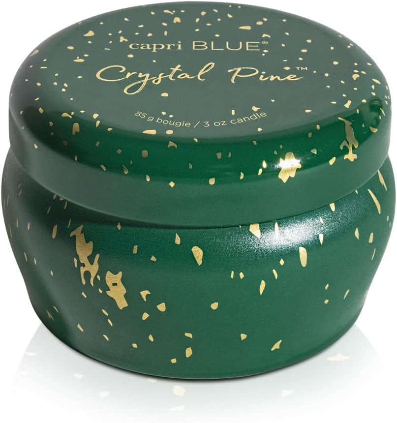 Capri Blue Glimmer Mini Tin - Crystal Pine Scented Candle with Mini Tin Candle Holder - Soy Wax