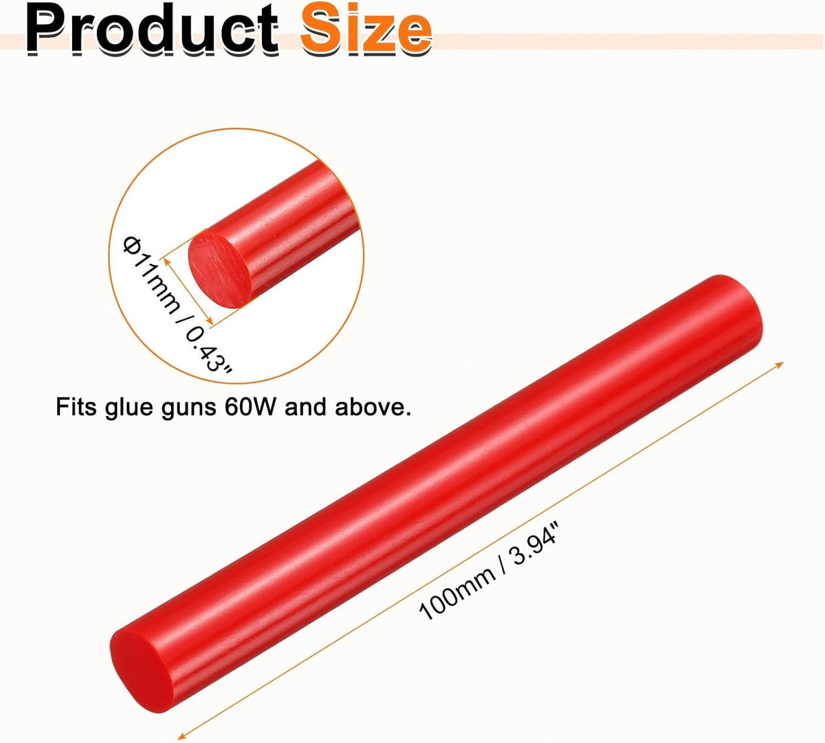 HARFINGTON 10pcs Hot Glue Sticks 0.43" Dia x 3.94" Long EVA Mini Hot Melt Adhesive Glue Stick for