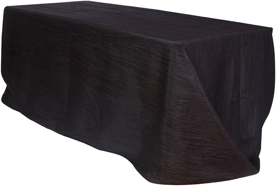YOUR CHAIR COVERS - 90 x 156 inch Rectangular Crinkle Taffeta Tablecloth - Black, Rectangle Table