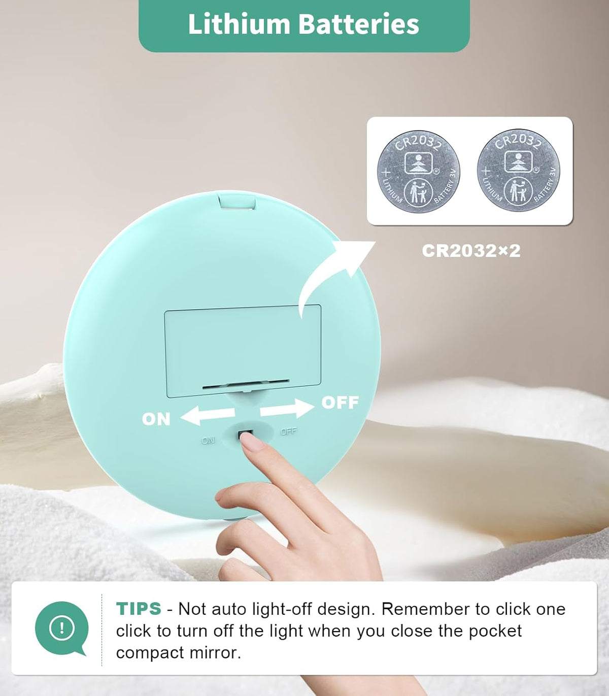 WOBSION LED Lighted Travel Makeup Mirror, 1x/10x Magnification, Compact, Portable for Handbag