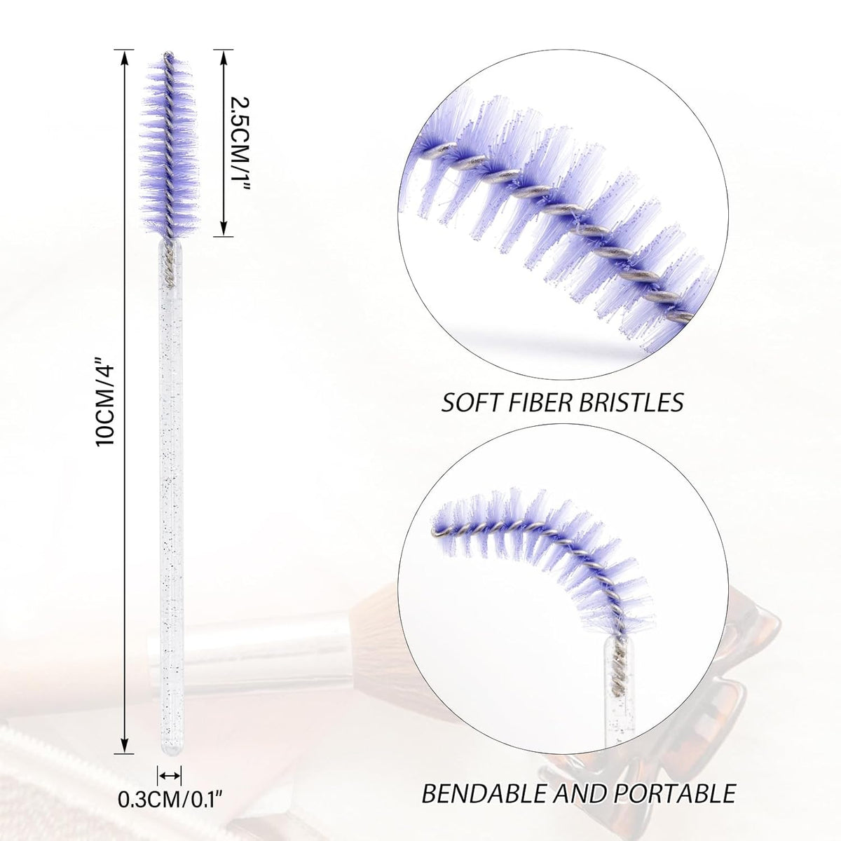 G2PLUS 100PCS Disposable Mascara Brushes, Crystal Lash Brush Makeup Kit, Adjustable Eyelash