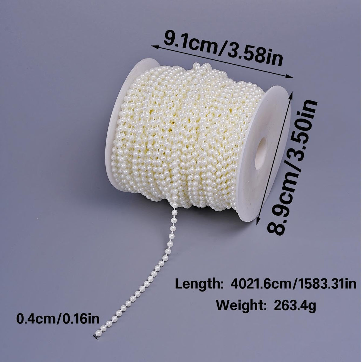 44 Yards/131 Feet Pearl Garland Craft String Pearls, Faux Pearl for Wedding Party Decoration