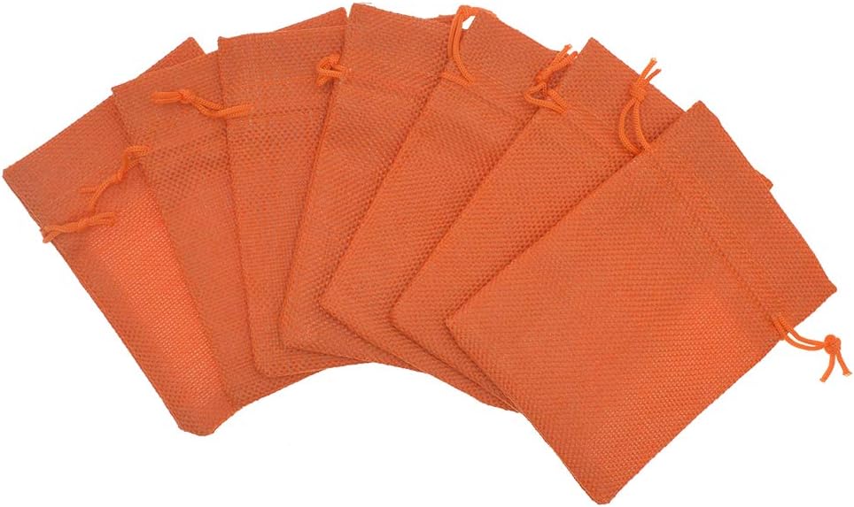20Pcs Burlap Gift Bags 2.7 x 3.5 inch, Orange Jute Drawstring Bags for Halloween Party Favors