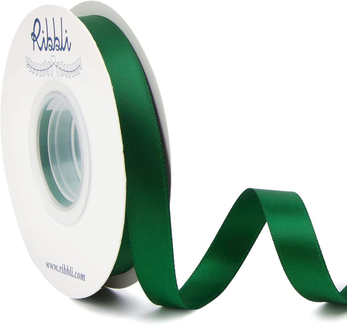 Ribbli Forest Green Double Faced Satin Ribbon,1/2 Inch x Continuous 25 Yards,Use for Craft Bows