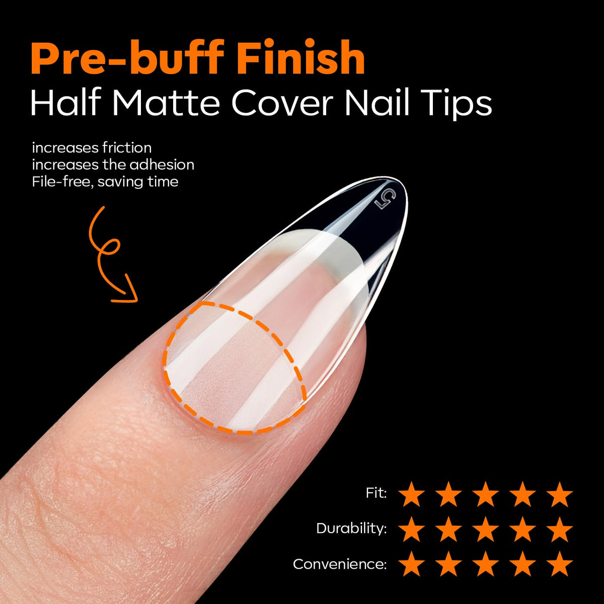 modelones Short Almond Nail Tips, Pre-shaped Soft Gel Tips Fake Nails False Acrylic Clear Full