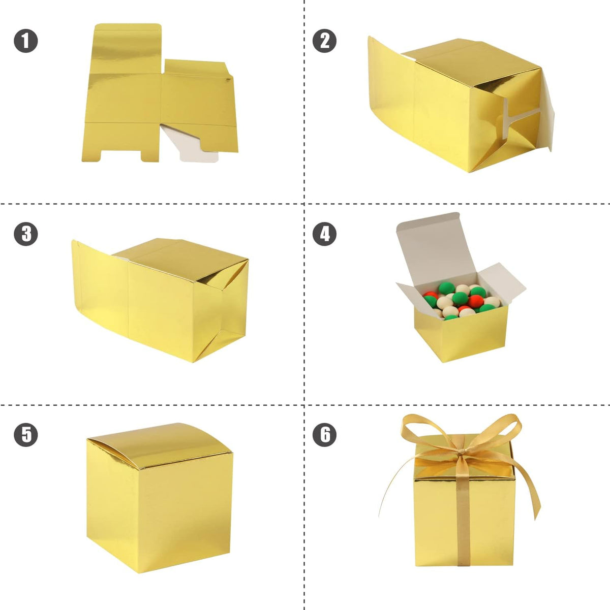 COTOPHER 100pcs Small Gift Boxes, Favor Boxes 2x2x2 inches Paper Gift Boxes with Ribbons Candy Box
