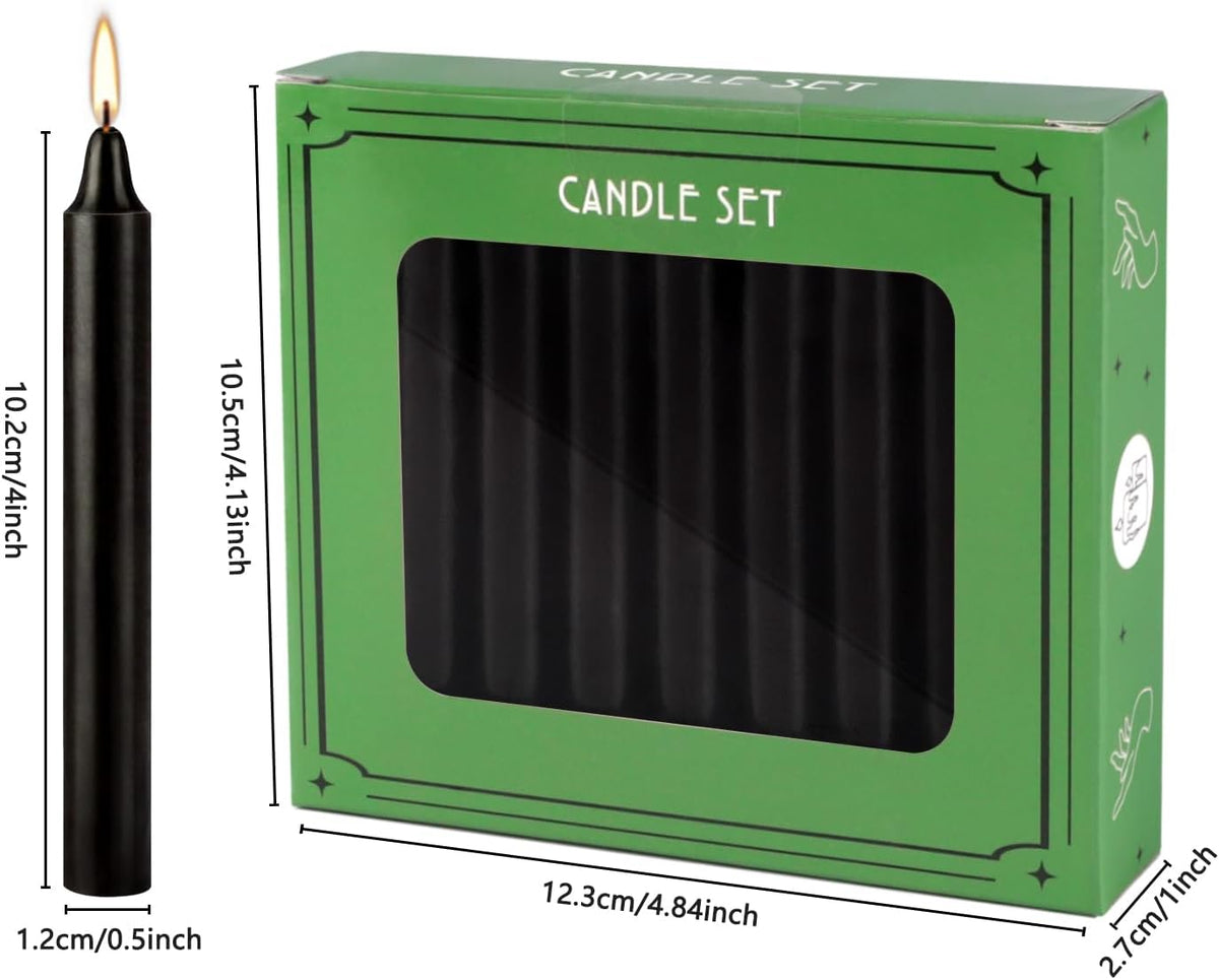 Unscented Black Spell Chime Candle-4 Inch Tall Taper Candles-20 Pcs Chime Candles, Mini Smokeless