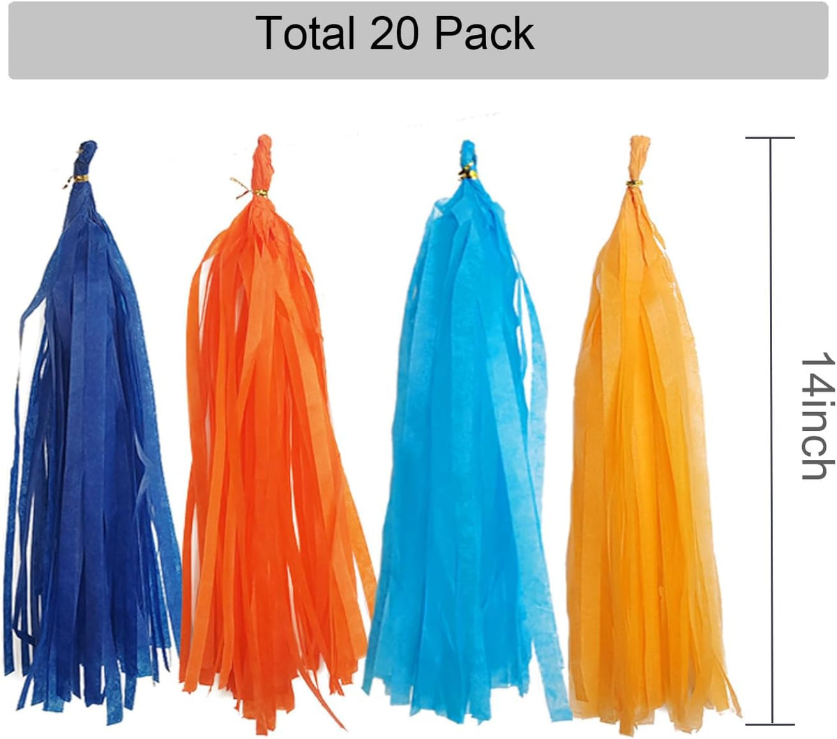 GAKA Orange and Blue Tassel Garland Tissue Paper Tassel Banner,Table Decor,Tassels Party Decor