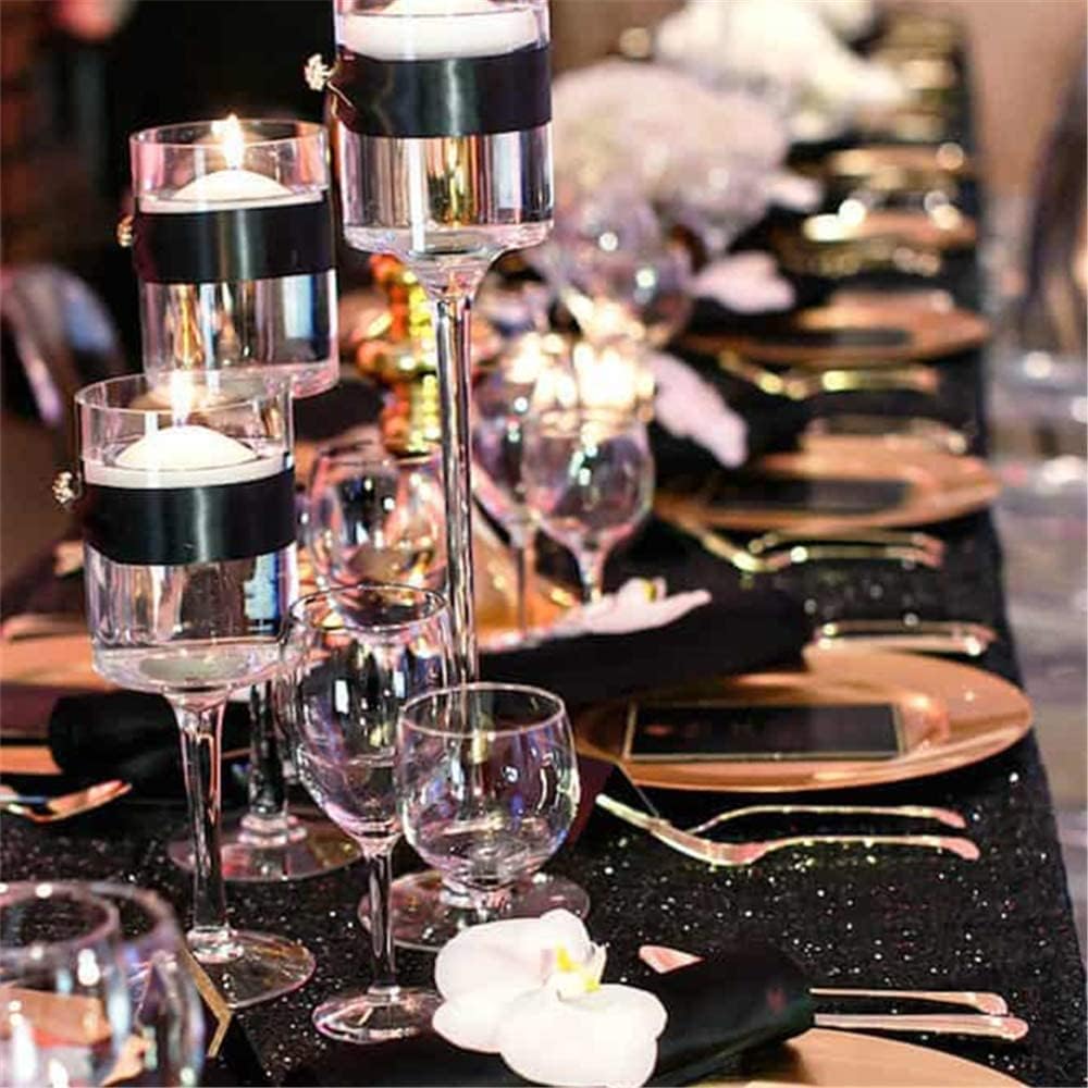 QueenDream Seamless Sequin Tablecloth 90x132 Inch Black Rectangular Tablecloth for Christmas