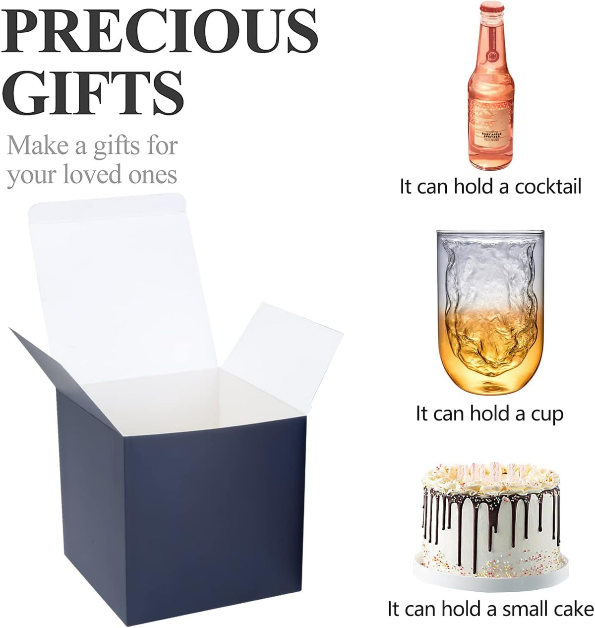 COTOPHER Small Gift Boxes 25 Pack 6x6x6 inches Blue Gift Boxes with Lids for Gifts, Crafting