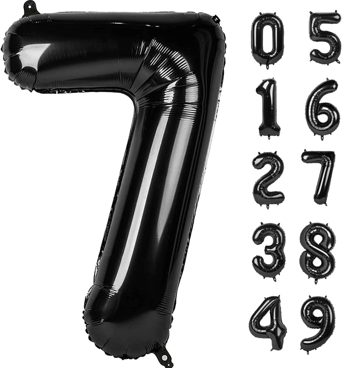 40 Inch Black Number Balloon 0-9(Zero-Nine), Big Size Happy Birthday Balloon, Foil Helium Big