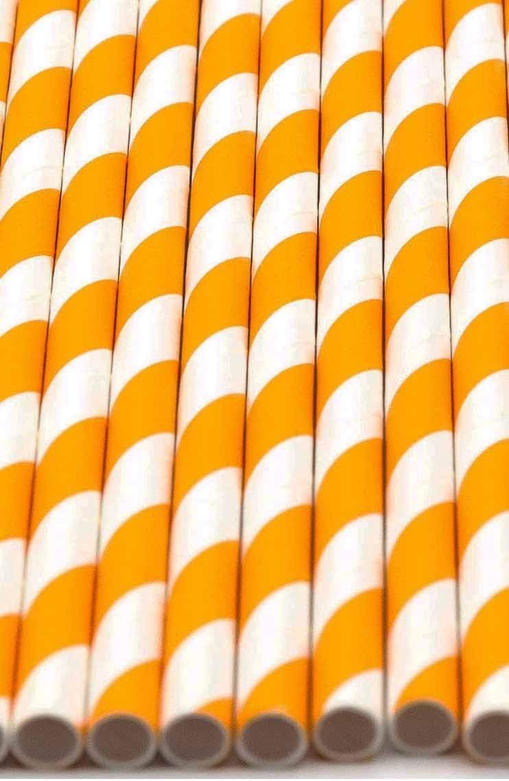 Pack of 300 Orange Swirls Biodegradable 4-Ply Paper Drinking Straws (Compostable, Non-toxic