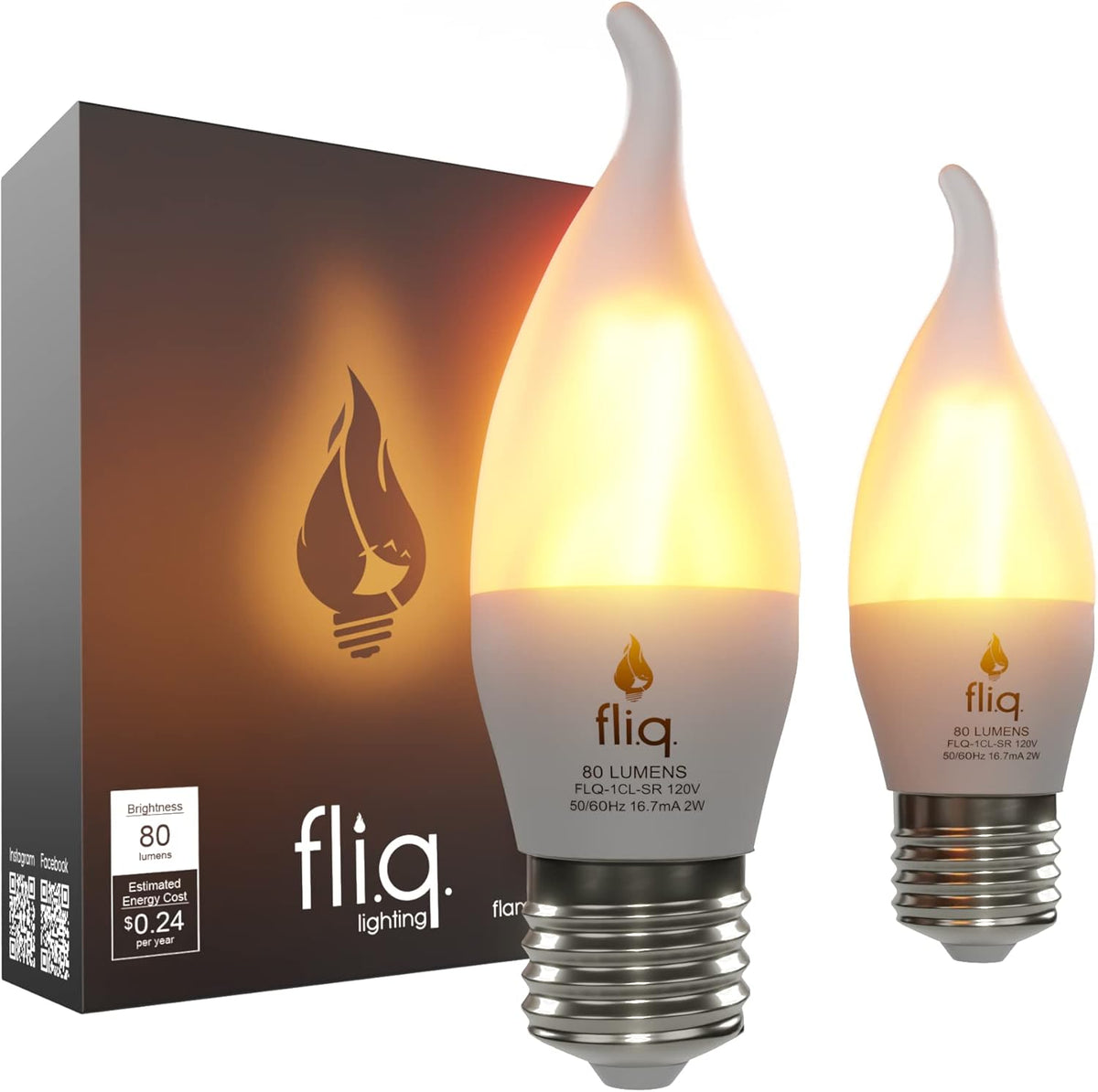 Fliq | LED Flame Light Bulb | 2 Pack | 2W | 4 Modes | Flickering Flame Bulb | 2023 Release |