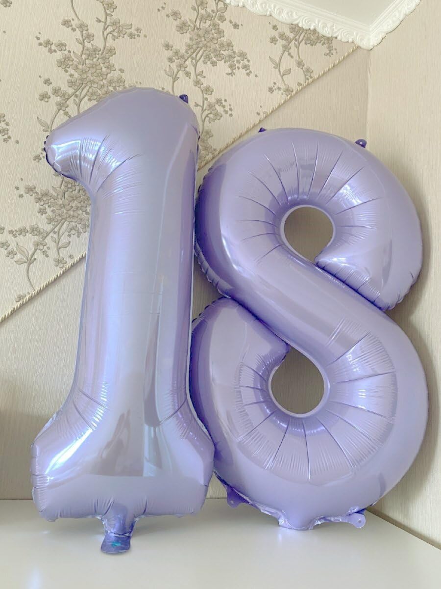 Lilac Foil Number 8 Balloon 40 Inch, Helium Mylar Eight Number 8 18 28 38 48 58 80 88 Birthday