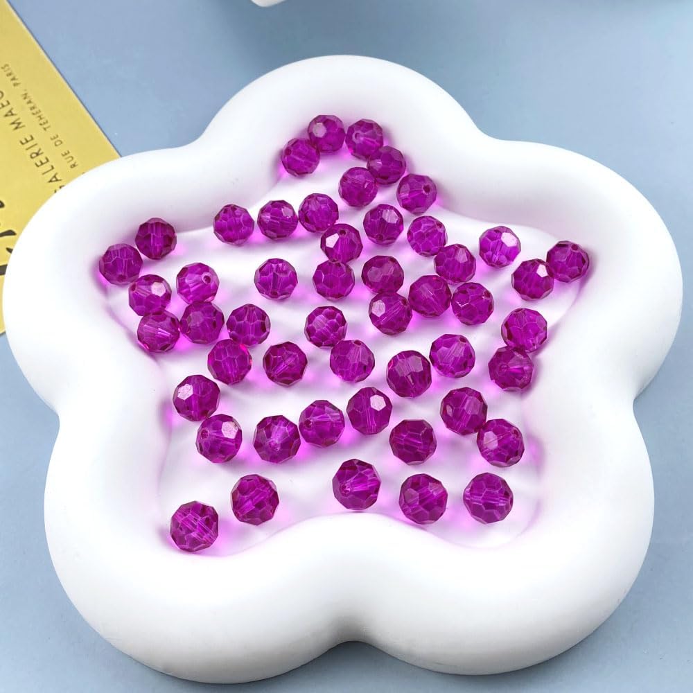 50 PCS 10mm Crystal Glass Beads Round Multiple Faceted Loose Spacer Glass Beads for DIY Handcrafte