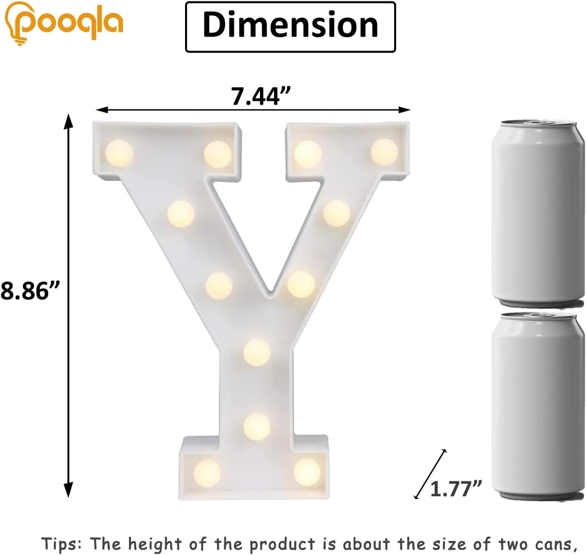 Pooqla LED Marquee Letter Lights Sign, Light Up Alphabet Letter for Home Party Wedding Decoration Y