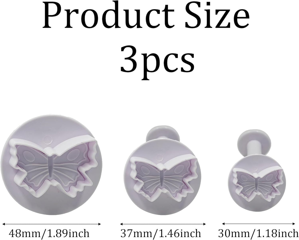 pson 3Pcs Plunger Cookie Cutter Set, Mini Plastic Biscuit Molds for Cake Decorating, Baking